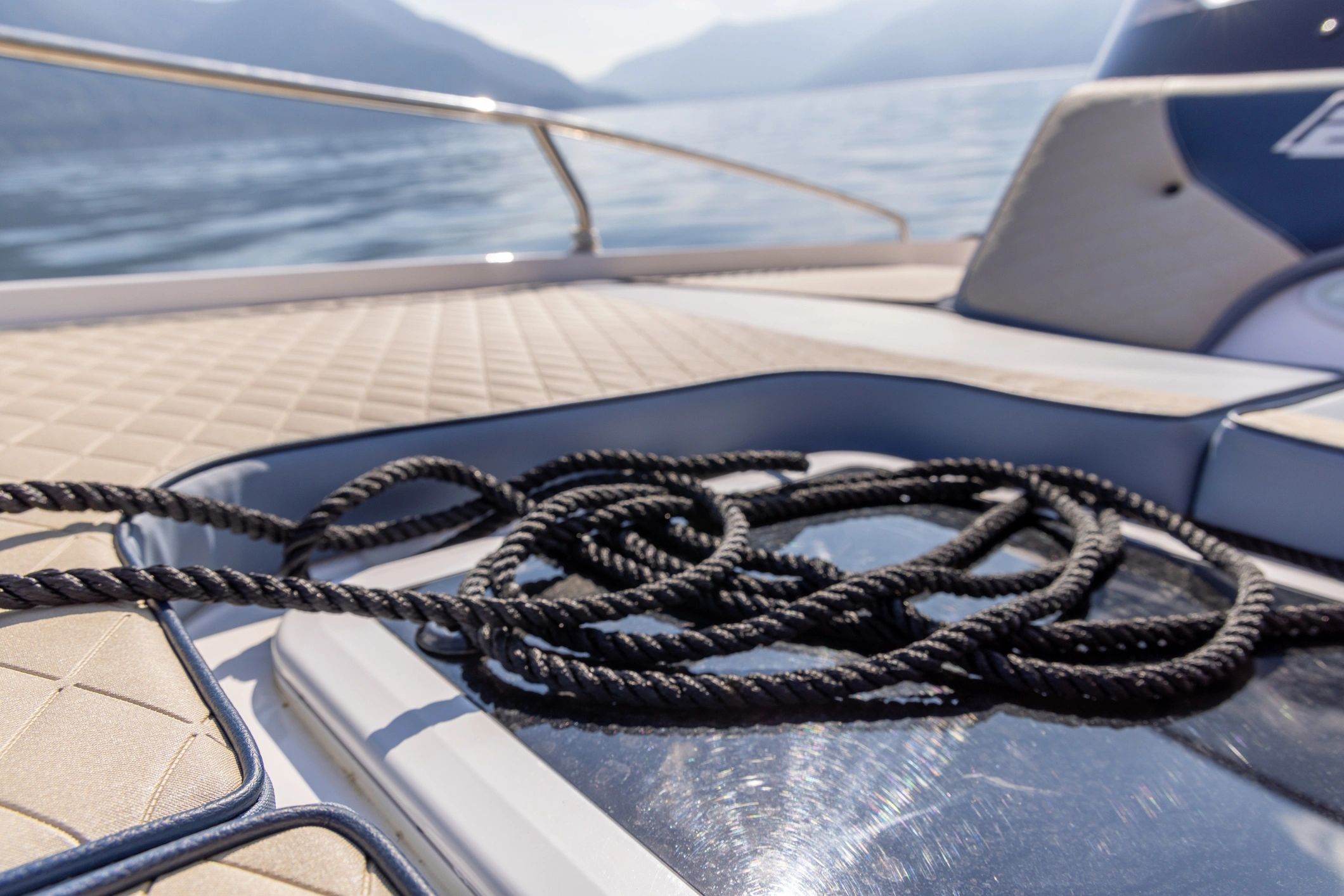 Detail of yacht deck rope and craftsmanship