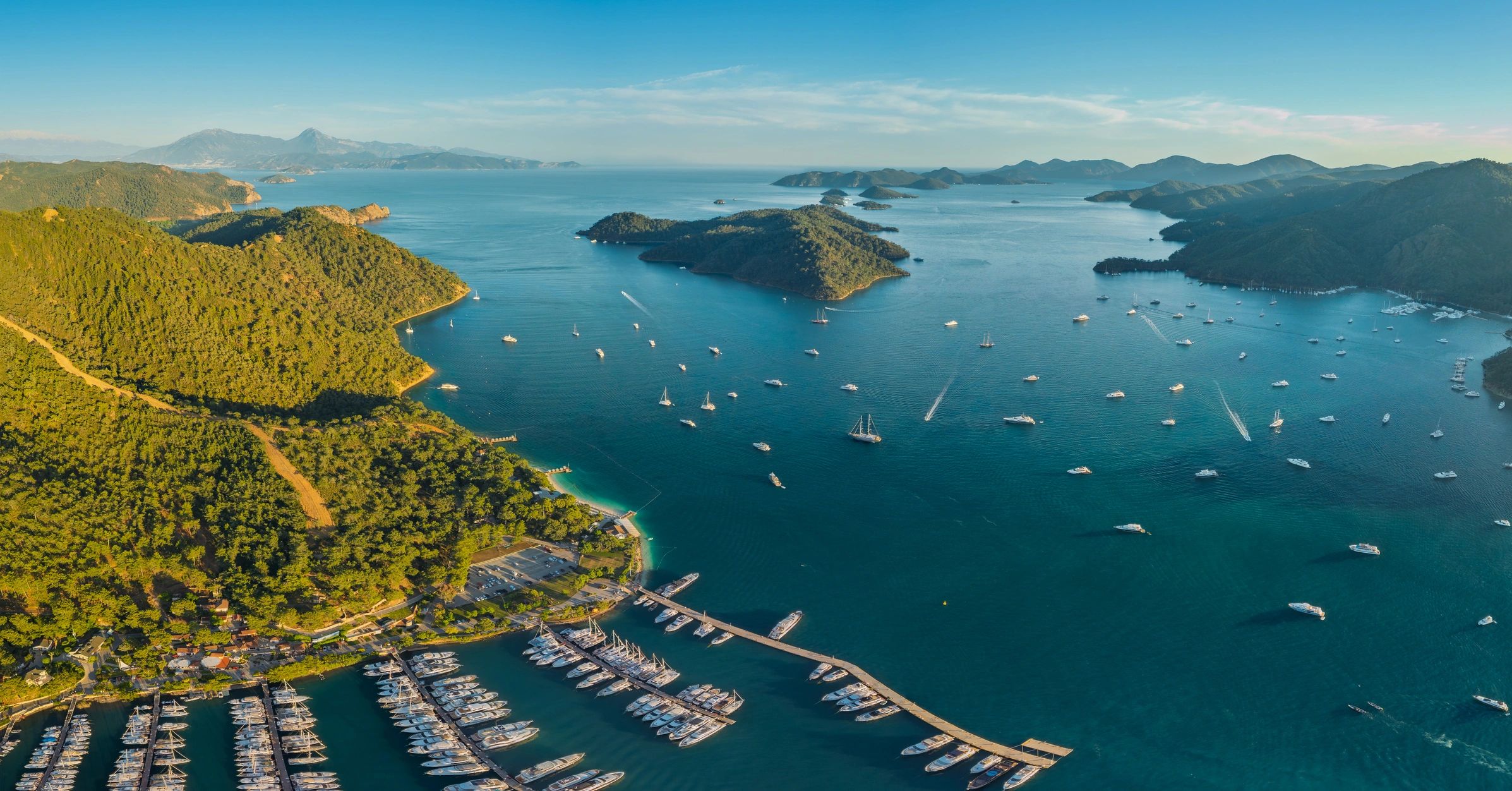 Mediterranean marina with sailing yachts
